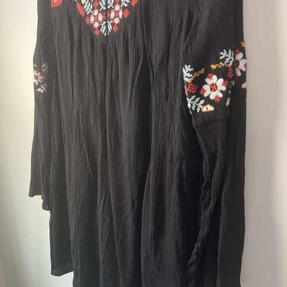 Blue Rain Black Mini Dress With Floral Embroidery Lined, Size S - Picture 3 of 14